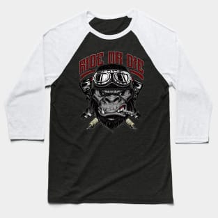 Ride or Die Biker Gorilla Baseball T-Shirt